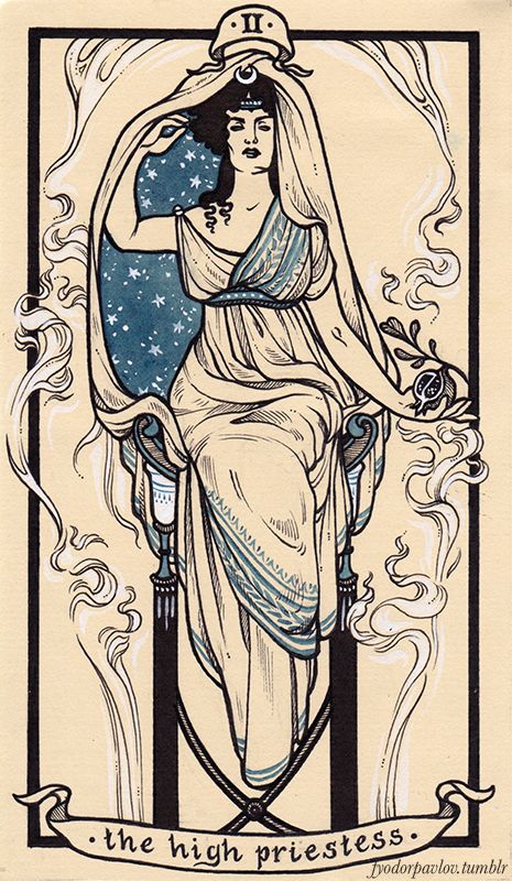 Arcana - II The High Priestess Fyodor Pavlov Tarot, Fyodor Pavlov, The High Priestess Tarot Card, Priestess Tarot Card, The High Priestess Tarot, High Priestess Tarot, Tarot Tattoo, Tarot Card Art, Frida Art