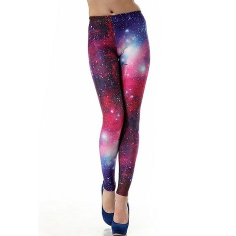 Galaxy Edgy Color Block Fashionable Style Polyester Women's Leggings Galaxy Clothes, Galaxy Clothing, Galaxy Tights, Galaxy Print Leggings, Galaxy Outfit, Stretch Tights, Galaxy Dress, Galaxy Shirt, Cheap Leggings