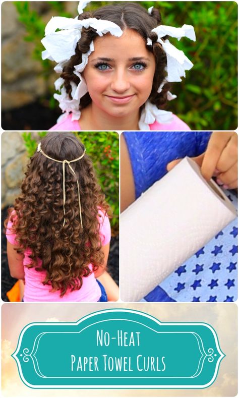 Paper Towel Curls, Rag Curls, 5 Minute Hairstyles, Curls No Heat, Heatless Curls, Christmas Hairstyles, Different Hairstyles, No Heat