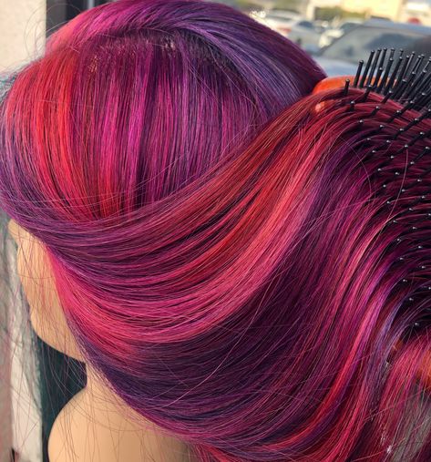 Winter Vivid Hair Color, Aveda Vibrants, Vivid Hair, Hair Evolution, Aveda Color, Rave Hair, Dramatic Hair, Vivid Hair Color, Red Curly Hair