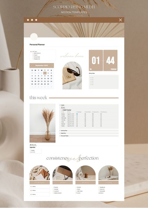 Notion Moodboard Template, Notion Dashboard Aesthetic Simple, Notion Personal Dashboard Aesthetic, Aesthetic Notion Planner, Personal Dashboard Notion, Notion Work Dashboard, Minimal Notion Dashboard, Minimalist Notion Dashboard, Notion Asthetic Ideas