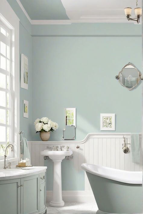 interior design services, interior decorating, home renovation, kitchen renovation Light Teal Bathroom, Sea Green Bathroom, Sea Green Bathrooms, Green Small Bathrooms, Seafoam Green Bathroom, Calming Bathroom, Small Half Bath, Bathroom Wall Colors, Aqua Bathroom