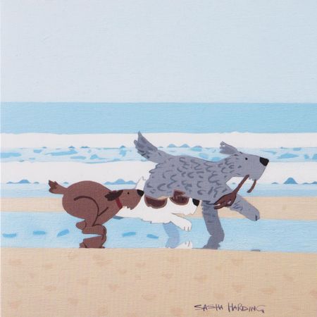 Dog Birthday Cards, Summer Dog Illustration, Dog Swimming Illustration, Dog In Beach, Beach Dog Illustration, Dogs On Beach, Dog Surfing Illustration, Beach Illustration, 강아지 그림