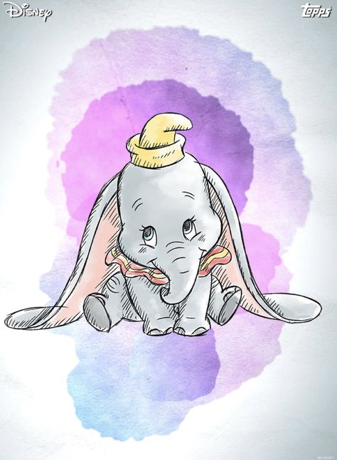 Disney Dumbo Wallpaper, Disney Watercolor Paintings, Dumbo Painting, Disney Dumbo Art, Dumbo Wallpaper, Dumbo Drawing, Dumbo Cartoon, Dumbo The Elephant, Baby Dumbo