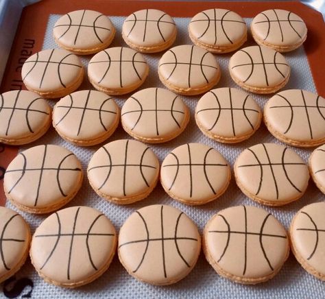 Basketball Macarons, Parisian Macarons, French Macarons, Macarons, Sugar Cookie, Basketball, Pasta