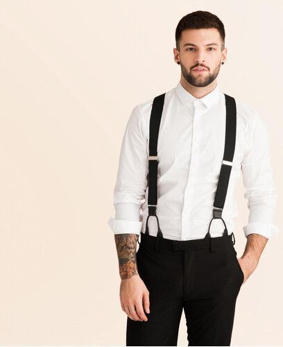 Groom Suspenders, Suspenders Outfit, Grey Suspenders, Black Suspenders, Trendy Bride, Become A Fashion Designer, Suspenders Men, Black Tie Dress, Groom Style