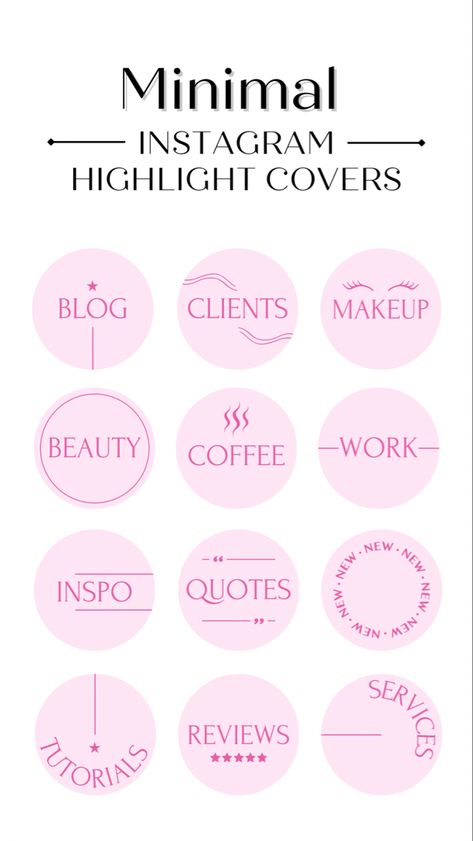 Instagram Highlight Covers Minimalist Pink Highlight Covers | Etsy Pink Highlight Covers, Fashion Branding Design, Kartu Tarot, Esthetician School, Pink Story, Instagram Branding Design, Small Business Instagram, Business Branding Inspiration, Hairstylist Business Cards