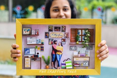 10 Instagram Stores For Wedding Favours & Gifts! | WeddingBazaar Diy Wedding Box For Cards, Paper Crafts Frame, Latest Gift Ideas, Handmade Wedding Gift Ideas, Wedding Shadow Box Ideas, Box Ideas Gift, Diy Photo Frame Cardboard, Miniature Gifts, Pop Up Frame