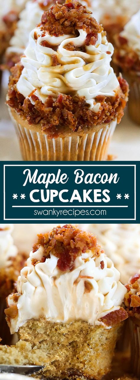 Bacon Dessert, Bacon Dessert Recipes, Maple Bacon Cupcakes, Bacon Desserts, Coffee Sweets, Bacon Cupcakes, Cream Cheese Buttercream Frosting, Pastry Ideas, Smores Dessert