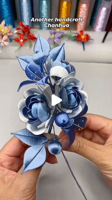 Chanhua Flower Tutorial, Chanhua Flower, Ribbon Origami, Thread Flowers, Silk Flowers Diy, Handmade Sewing, Flowers Paper, Handmade Flowers Paper, Flower Diy