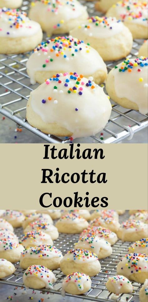 Soft Italian Ricotta Cookies, Lemon Ricotta Christmas Cookies, Ricotta Cookies With Lemon Glaze, Italian Ricotta Cookies Christmas, Ricotta Italian Cookies, Ricotta Almond Cookies, Best Ricotta Cookies, Italian Almond Ricotta Cookies, Classic Italian Cookies