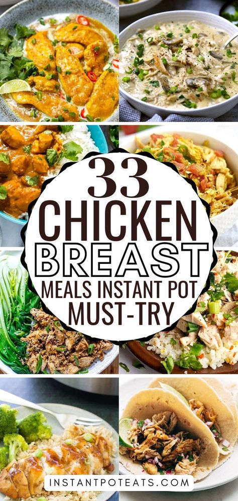 Keep your meals healthy and scrumptious with 33 Instant Pot chicken breast recipes. These dishes focus on lean protein and fresh ingredients, perfect for maintaining a balanced diet without spending hours in the kitchen. Chicken Dinner Recipes Pressure Cooker, Easy Instant Pot Chicken Recipes Healthy, Sesame Chicken Recipe Instant Pot, Chicken Pressure Cooker Recipes Healthy, Chicken Recipe For Instant Pot, Healthy Chicken Recipes Instant Pot, Instant Pot Diet Recipes, Quick Instant Pot Dinners Chicken, Juicy Chicken Breast Instant Pot