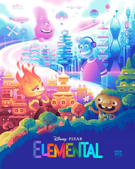 PixarElemental en Instagram: “"We're all just made up of the people we love." Check out #Elemental, "the next Pixar masterpiece", now playing only in theaters! 🎨:…” Elemental Costume, Elemental Birthday, Ember Elemental, Pixar Poster, Pixar Party, Movie Color Palette, Disney Illustration, Now Playing, Disney Boys