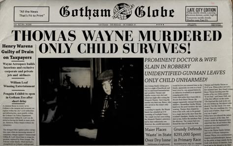 News Paper Clippings, The Batman Aesthetic, Bruce Wayne Aesthetic, Gotham Aesthetic, Batman Aesthetic, Dc Aesthetic, Gotham News, Wayne Enterprises, Bruce Wayne Batman