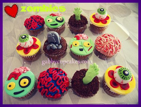 Zombie Cupcakes | ♥ gabby cupcakes by Gabriela Cacheux | Flickr Zombie Cupcakes Ideas, Zombie Cupcakes For Kids, Gabby Cupcakes, Zombie Cupcakes, Zombie Princess, Amazing Cupcakes, Zombie Cake, Character Cupcakes, Zombie Birthday