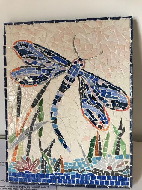 Dragonfly Mosaic Ideas, Mosaic Butterflies, Mosaic Dragonfly, Dragonfly Mosaic, Bee Ideas, Picture Walls, Dragonfly Drawing, Art Dragonfly, Butterfly Mosaic