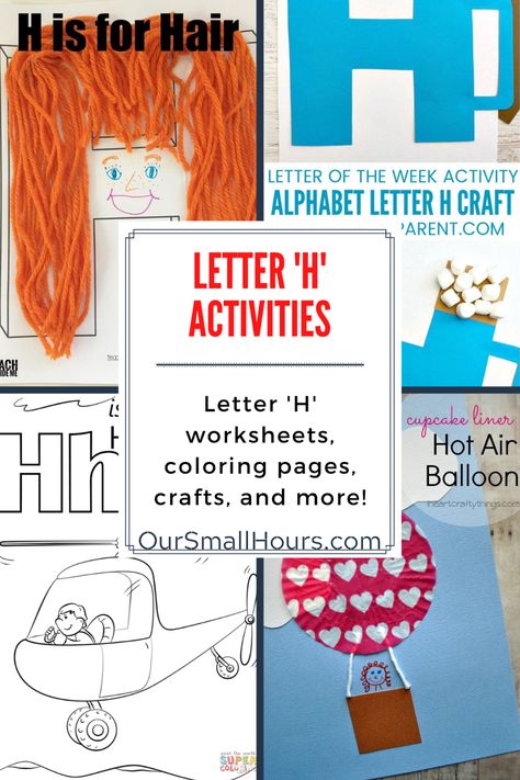 Preschool H Activities, Letter H Craft For Toddlers, Letter H Activities For Kindergarten, H Preschool Activities, Letter H Free Printable, Letter H Sensory Activities, Letter H Crafts For Toddlers, Letter H Phonics Activities, H Crafts For Preschoolers