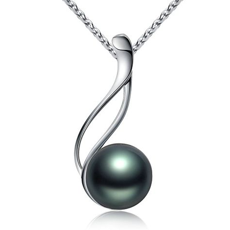 Tahitian Black Pearl Necklace, Black Pearl Pendant, Silver Anniversary Gifts, Tahitian Pearl Necklace, Black Pearl Necklace, Tahitian Black Pearls, Silver Anniversary, Pearl Pendant Necklace, 925 Sterling Silver Chain