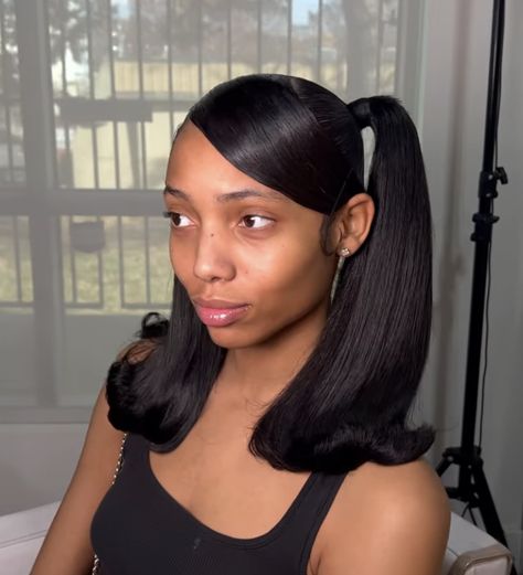 Swoop Pigtails, Barbie Ponytail, Silk Press Natural Hair, Weave Ponytail Hairstyles, Sleek Ponytail Hairstyles, Y2k Hairstyles, Beautiful Black Hair, Cute Box Braids Hairstyles, Tutorials Drawing