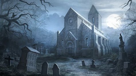 Creepy Houses, Gothic Fantasy Art, Rpg Map, Cemetery Art, Dungeons And Dragons Characters, Fantasy Places, Fantasy Concept Art, Dark Places, Environment Concept Art