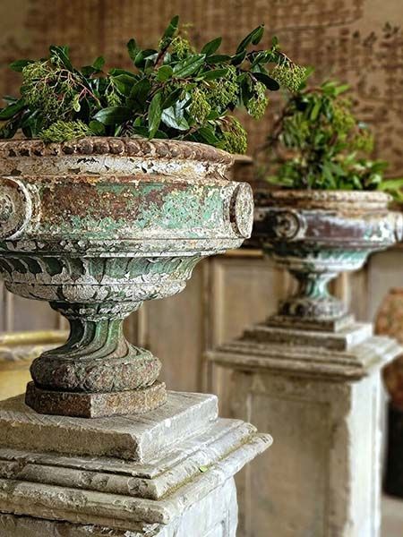 URNS & VESSELS - Architectural Antiques | C'est si Bon Ceramic Urn, Architectural Antiques, Paint Finish, Paint Finishes, Projects To Try, Vase, Paint, Ceramics, Gold