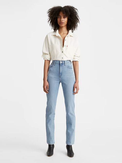 724 High Rise Straight Women's Jeans - Light Wash | Levi's® US Levis 724, High Waisted Straight Jeans, Denim Street Style, Junior Pants, Light Wash Levis, Practical Fashion, Recycled Denim, Tapered Pants, Fashion Studio