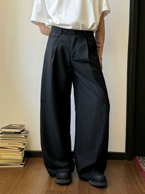 Nine Drape Pleated Trousers-korean-fashion-Trousers-Nine's Closet-OH Garments Suit Pants Outfit, Chinese Fashion Street, Street Fashion Style, Textured Jacket, Street Fashion Men Streetwear, Brown Outfit, Korean Street, Pleated Trousers, Cool Outfits For Men