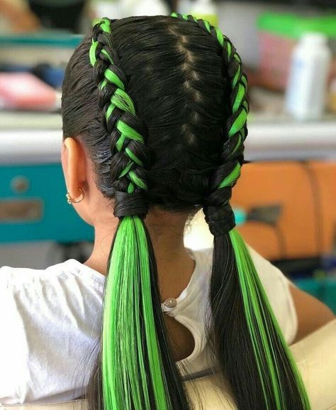 Rave Hairstyles Braids, Summer Hair Braids, Rave Hair, Kanekalon Hairstyles, Neon Hair, Braid Hairstyle, Braids With Extensions, Braid In Hair Extensions, Festival Hair