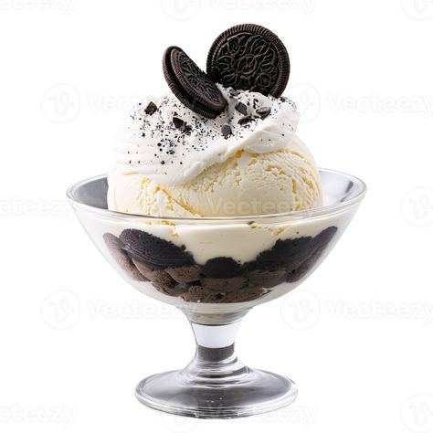 Cookies and cream ice cream in a glass parfait dish layered with crushed Oreo cookies Cookies And Cream Ice Cream, Crushed Oreo, Cookie Ice Cream, Cream Ice Cream, Ice Cream Cup, Ice Cream Cookies, Oreo Cookies, Cookies And Cream, Heart With Arrow