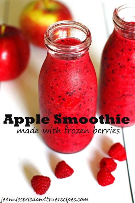 Apple Berry Smoothie, Apple Juice Smoothie Recipes, Apple Juice Smoothie, Mixed Fruit Smoothie, Strawberry Pineapple Smoothie, Apple Smoothie Recipes, Apple Recipes Healthy, Apple Berry, Apple Smoothie