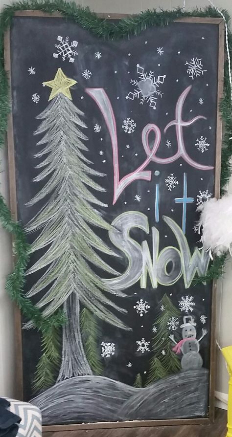 Chalkboard Winter Ideas, Winter Chalkboard Art Ideas, Christmas Chalkboard Ideas Easy, Winter Chalkboard Art, Curtain Prints, Christmas Chalkboards, Winter Chalkboard Ideas, Chalkboard Art Ideas, Winter Chalkboard