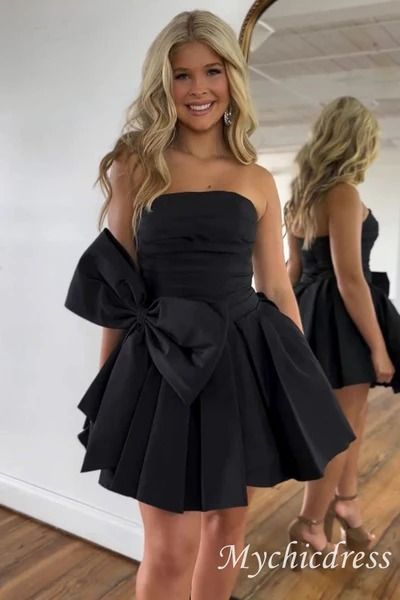 Gorgeous 2024 Black Homecoming Dresses That Will Stun – MyChicDress Wedding Party Wear Dresses, Wedding Guest Dress Short, Cheap Hoco Dresses, Short Strapless Prom Dresses, Burgundy Prom Dress Long, Cheap Wedding Dress Boho, Cheap Lace Wedding Dresses, Strapless Homecoming Dresses, Sparkle Prom Dress