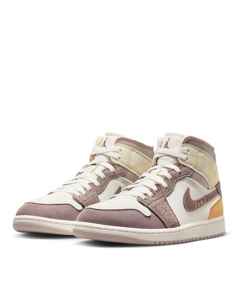 Jordan 1 Mid Split, Taupe Haze, Jordan Model, Air Jordan 1 Mid Se, Nike Air Jordan 1 Mid, Womens Air Jordans, Exclusive Sneakers, Wings Logo, Jordan Sneakers