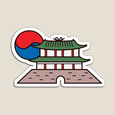 Korean Logo Design Ideas, Korean Symbols, Korea Stickers, South Korea Flag, Korea Flag, Seni Korea, Korean Illustration, Flag Drawing, Seoul Korea Travel