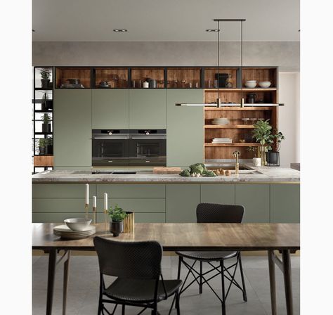 Nolte Kitchen, Green Kitchen Ideas, Kitchen Trends 2020, Olive Kitchen, Olive Green Kitchen, Green Kitchen Designs, Sage Green Kitchen, Life Kitchen, Contemporary Kitchen Design