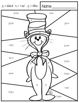 Dr. Seuss - The Cat in the Hat Coloring Sheet and Color by Number Dr Seuss Color By Number Free, Dr. Seuss Crafts, School Counseling Bulletin Boards, Dr Seuss Activities, Dr Seuss Crafts, March Themes, Seuss Classroom, Seuss Crafts, Dr Seuss Week