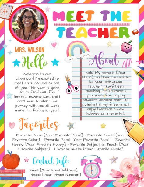 Teacher Newsletter Template Free, Meet The Teacher Newsletter, Teacher Newsletter Template, Newsletter Template Free, Meet The Teacher Template, School Newsletter, Kindle Book Cover, Teacher Templates, Newsletter Template