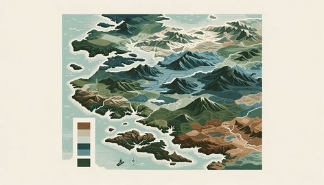 Discover the art of selecting perfect map color palettes to enhance readability and aesthetics in our comprehensive guide for vibrant maps. Map Color Palette, Superhero Font, Visual Map, Banks Logo, Elements Of Color, Photoshop Resources, Mockup Photoshop, Brand Fonts, Fantasy Map