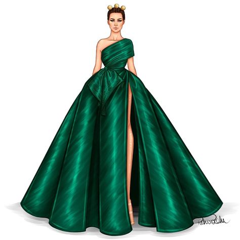 Haute Couture Collection @eliesaabworld Fall Winter 19/20 💚 Fashion Drawing Sketches, Dress Design Drawing, Fashion Illustration Sketches Dresses, Fashion Design Sketchbook, Fashion Design Collection, Fashion Sketches Dresses, Fashion Drawing Dresses, Sketches Dresses, Dress Design Sketches