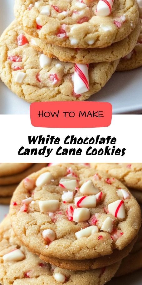 White Chocolate Candy Cane Cookies - A Festive Holiday Treat Indulge in holiday cheer with these White Chocolate Candy Cane Cookies! Chewy and minty, with rich white chocolate, they’re simple to make and perfect for Christmas gatherings or festive gift-giving. Invite peppermint lovers to experience a new holiday favorite with every bite! Pillow Cookies Recipe, Chocolate Candy Cane Cookies, Candy Cane Cookie Recipe, Xmas Cookies Recipes, Peppermint Cookie Recipe, Peppermint Chocolate Chip Cookies, Candy Cane Recipe, Chocolate Christmas Cookies, Cookies Chewy