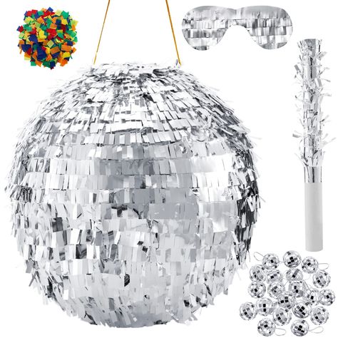 PRICES MAY VARY. Disco Party Decorations Set: the package comes with 1disco ball pinata, 1 pinata bat, 1 silver blindfold, 1 bag of confetti paper, and 20 small disco mirror balls, a rich and complete set that can easily meet your party decoration and game needs Funny Party Game Prop: this disco party pinata is an interesting game prop to add a lot of fun for the party; First, you can require the player to put on the blindfold, then hit the pinata with a stick according to the instruction from o Disco Ball Pinata, 1 Pinata, Silver Disco Ball, Taylor Swift Birthday Party Ideas, Disco Birthday Party, Disco Party Decorations, Piñata Ideas, Taylor Swift Party, Taylor Swift Birthday