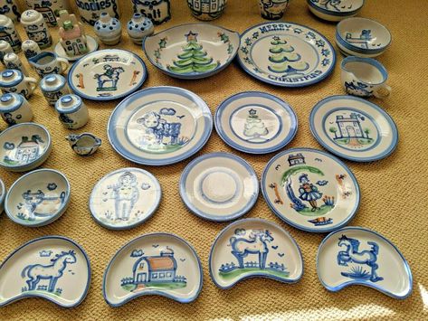 Vintage M.A. Hadley Pottery Set - 76 pieces | eBay Pottery Lids, Hadley Pottery, Pottery Display, Pottery Set, Antique Pottery, Butler Pantry, Pantry, Decorative Plates, Sugar Cookie