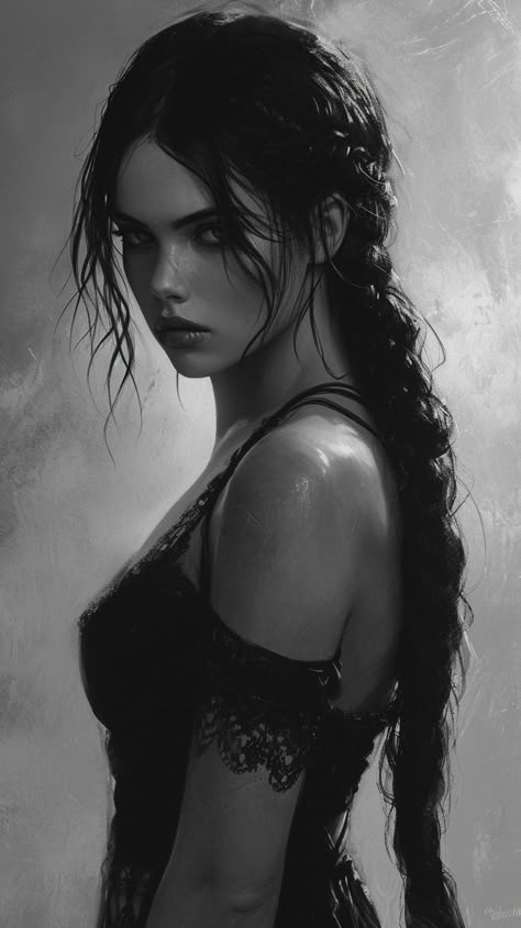 Female Character Inspiration, Beautiful Dark Art, Long Black Hair, Female Character, Digital Art Anime, Book Inspiration, Character Portraits, Book Characters, Fantasy Books