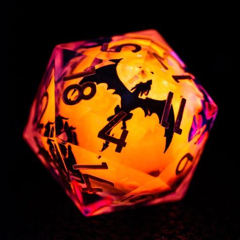 Cool Dice Sets, D&d Dice, Glow In The Dark Liquid, Dice Ideas, Cool Dnd Dice, Dice Dragon, Dice Goblin, Resin Dice, Dnd Dice Set