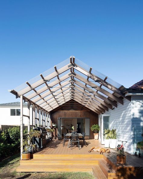 Gable Pergola, Gable Roof Porch, Pool Pergola, Deck Outdoor, Lean To Roof, Gable House, Exposed Rafters, Ocean Grove, Deck Designs