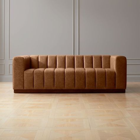 Forte Channeled Saddle Leather Sofa Cognac Leather Sofa, Leather Daybed, Contemporary Couches, Gorgeous Sofas, Deep Sofa, Living Room Sofa Design, Sofa Review, Inspire Me Home Decor, Leather Sofas