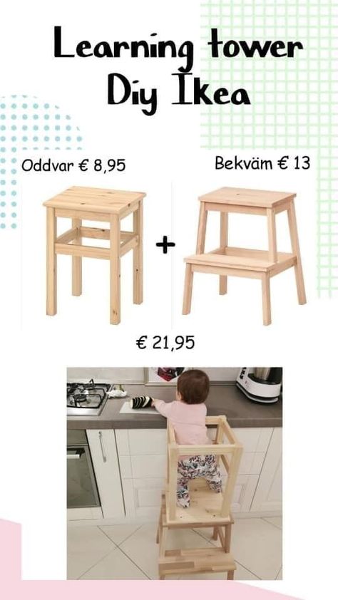 Learning Tower Diy, Ikea Hack Kids, Montessori Diy, End Tables Diy, Montessori Room, Funky Painted Furniture Diy, Learning Tower, Painted Furniture Diy, Baby Learning Activities