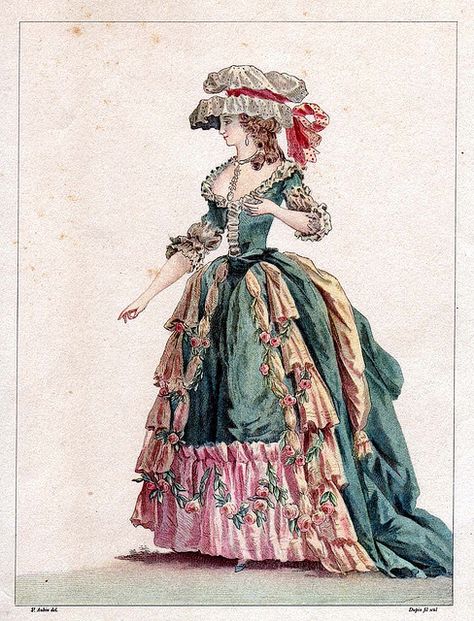 eighteenth century fashion/images | 18th century fashion plate 14 | Flickr - Photo Sharing! Vintage Dresses 1800, 1780s Fashion, 1700 Fashion, Costume Carnaval, 18th Century Dress, Rococo Fashion, 18th Century Costume, 18th Century Clothing, Century Dress