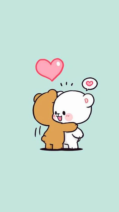 Cute Love Couple Cartoon Wallpaper, Milk And Mocha Aesthetic, Cutie Bear Wallpaper, Couple Bear Wallpaper, Mocha And Milk Wallpaper, Moca And Milk, Milk And Mocha Bear Painting, Milk And Mocha Bear Wallpaper Cute, Milk Mocha Wallpaper