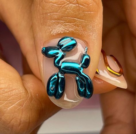 Balloon Nail Art, Groovy Nails, 3d Balloon, Nail Design Glitter, Goth Nails, Gel Nails Diy, Grunge Nails, Exotic Nails, Dog Nails